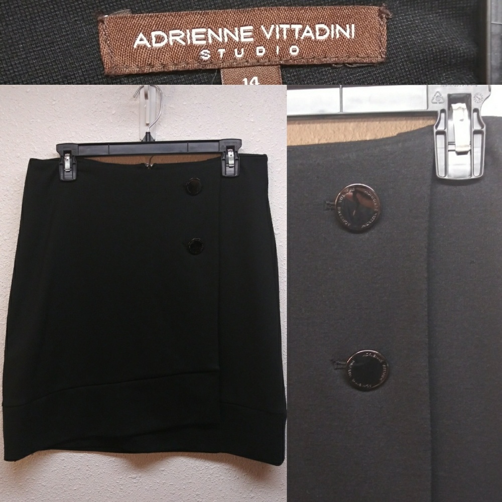 Adrienne Vittadini Studio Black Skirt Size 14